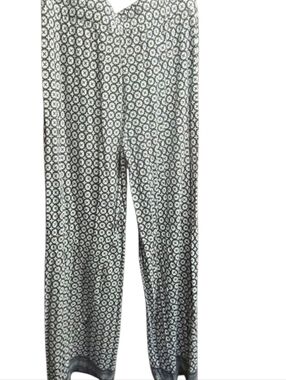 Max Studio Blue and Whit Wide Leg Pants Geometric Print Size M Pull On